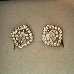 NEW! Pretty Bird Jewelry Classic Crystal Square Halo Stud Earrings